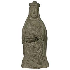 Primitive 17th Century French Carved Stone Madonna 8
