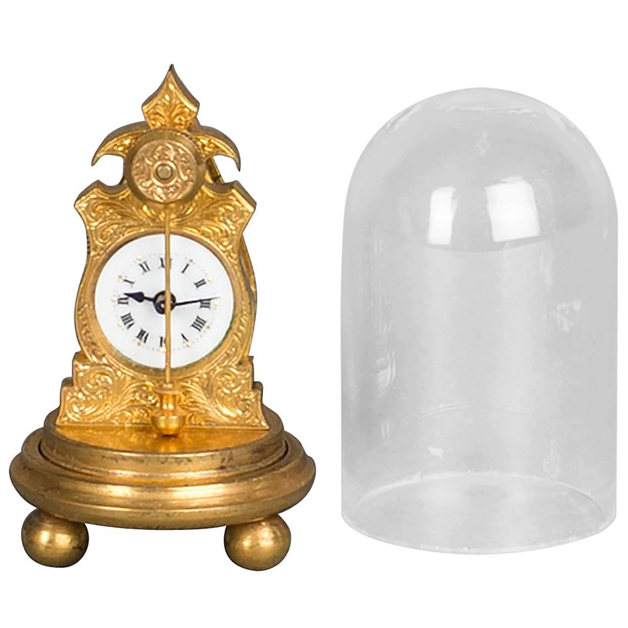 Very Small and Unusual Austrian Zappler Miniature Clock, circa 1860 For Sale