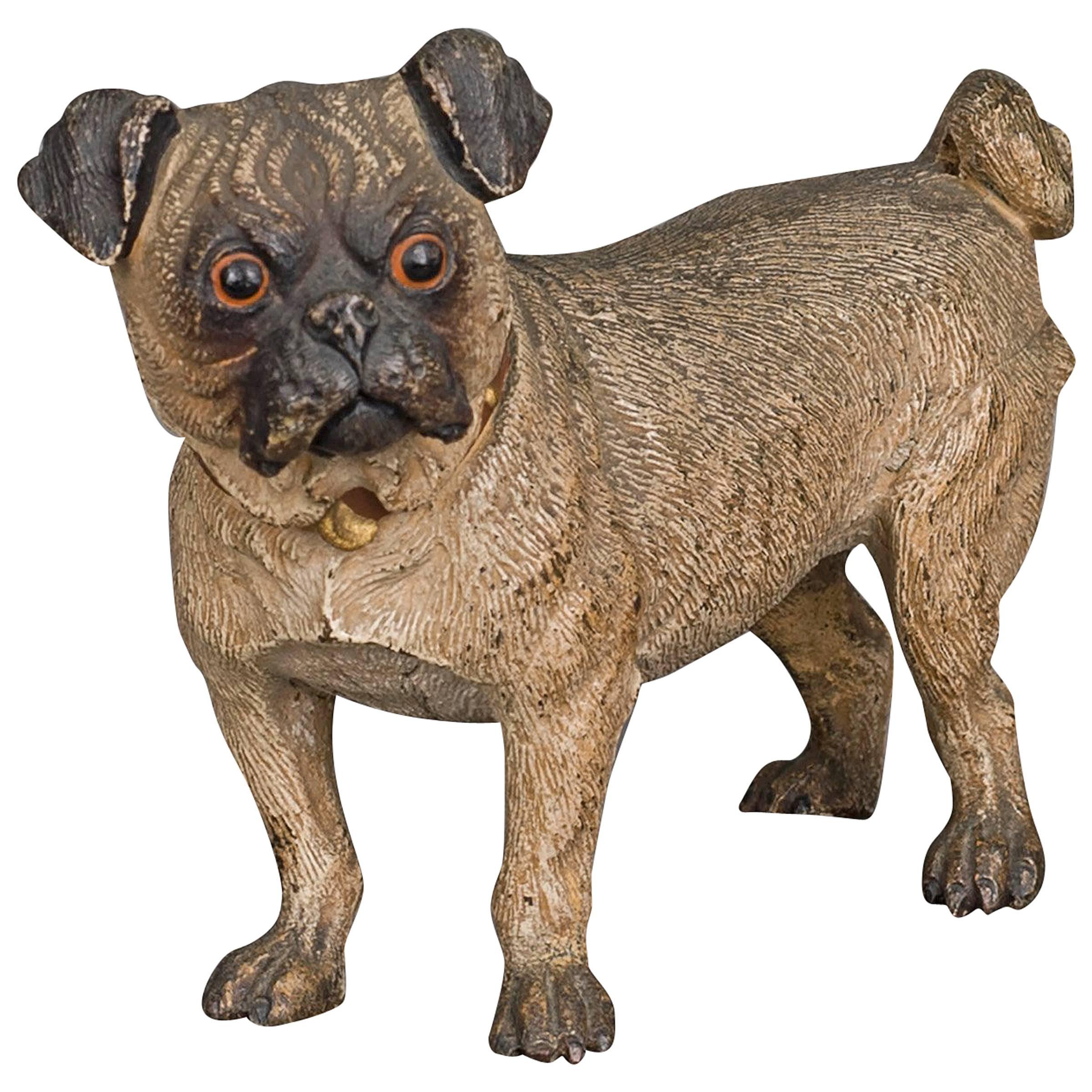 Beautiful Vienna Cold Painted Bronze of a Pug Dog, circa 1890 For Sale