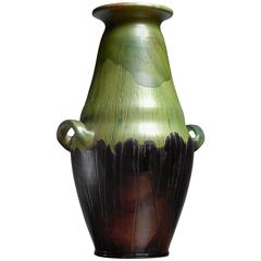 Large Black and Green Ceramic Kahler Floor Vase, Denmark, 1910 7