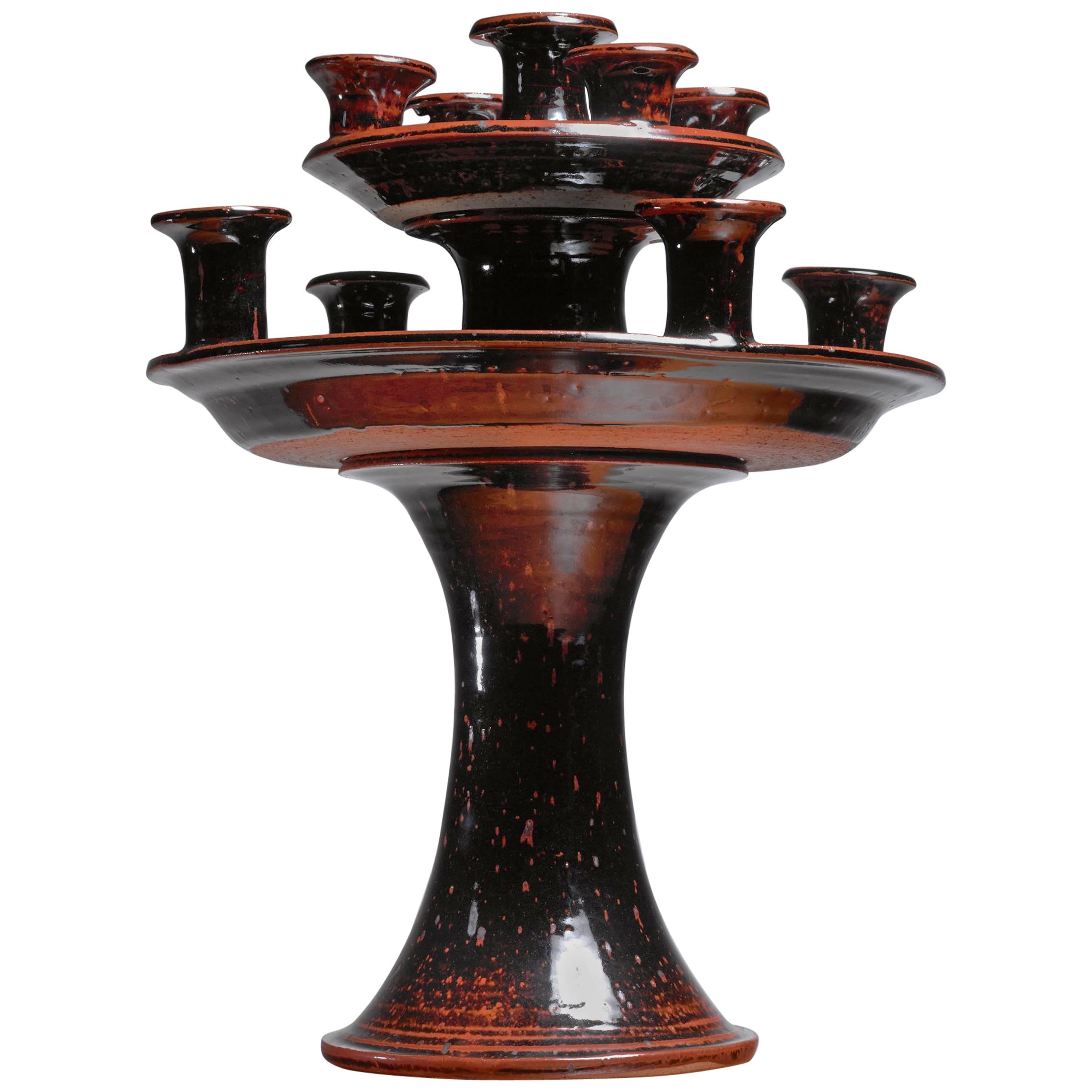 Helle Allpass Ceramic Candelabra, Denmark, 1960s For Sale