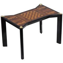 Italian Ebonized Wood and Brass Games Table, 1950s