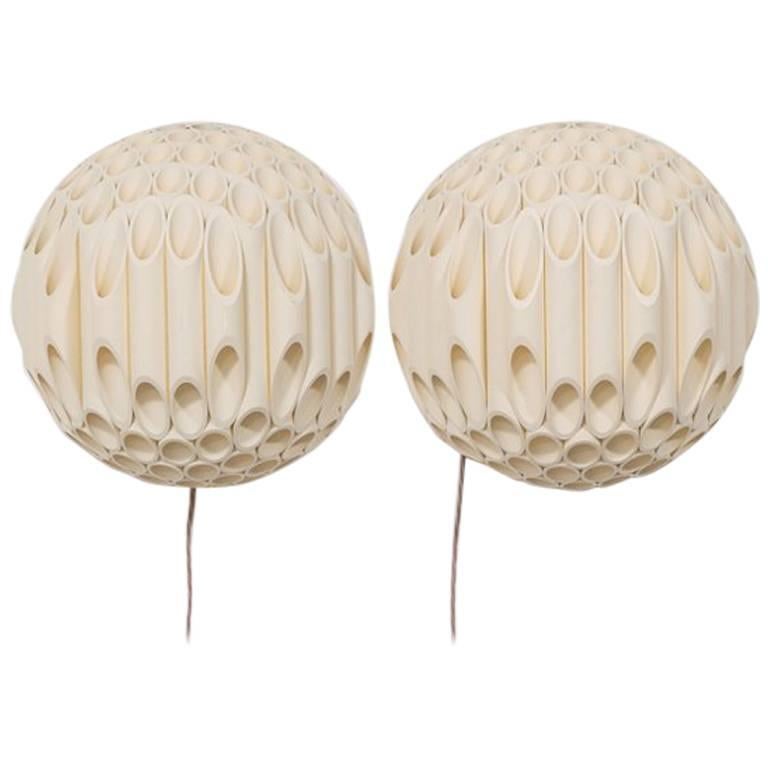 Exceptional Pair of Spherical Wall Sconce by Rougier Canada, 1970s For Sale