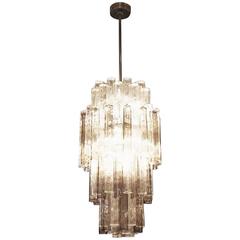 1960s Mid-Century Modern Italian Four-Tier Tronchi Glass Pendant Chandelier 5