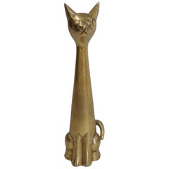 Small Gilt Bronze Cat Sculpture, circa 1980