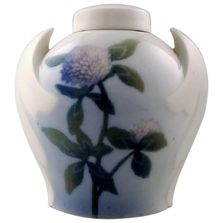 Art Nouveau Vase in Porcelain, B & G, Bing & Grondahl, Decorated with Flowers