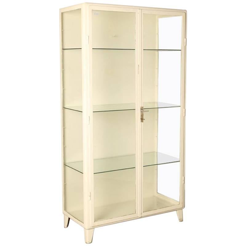 White Steel Antique Doctors Apothecary Cabinet For Sale