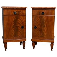 Antique Pair of Flamed Mahogany Bedside Cabinets
