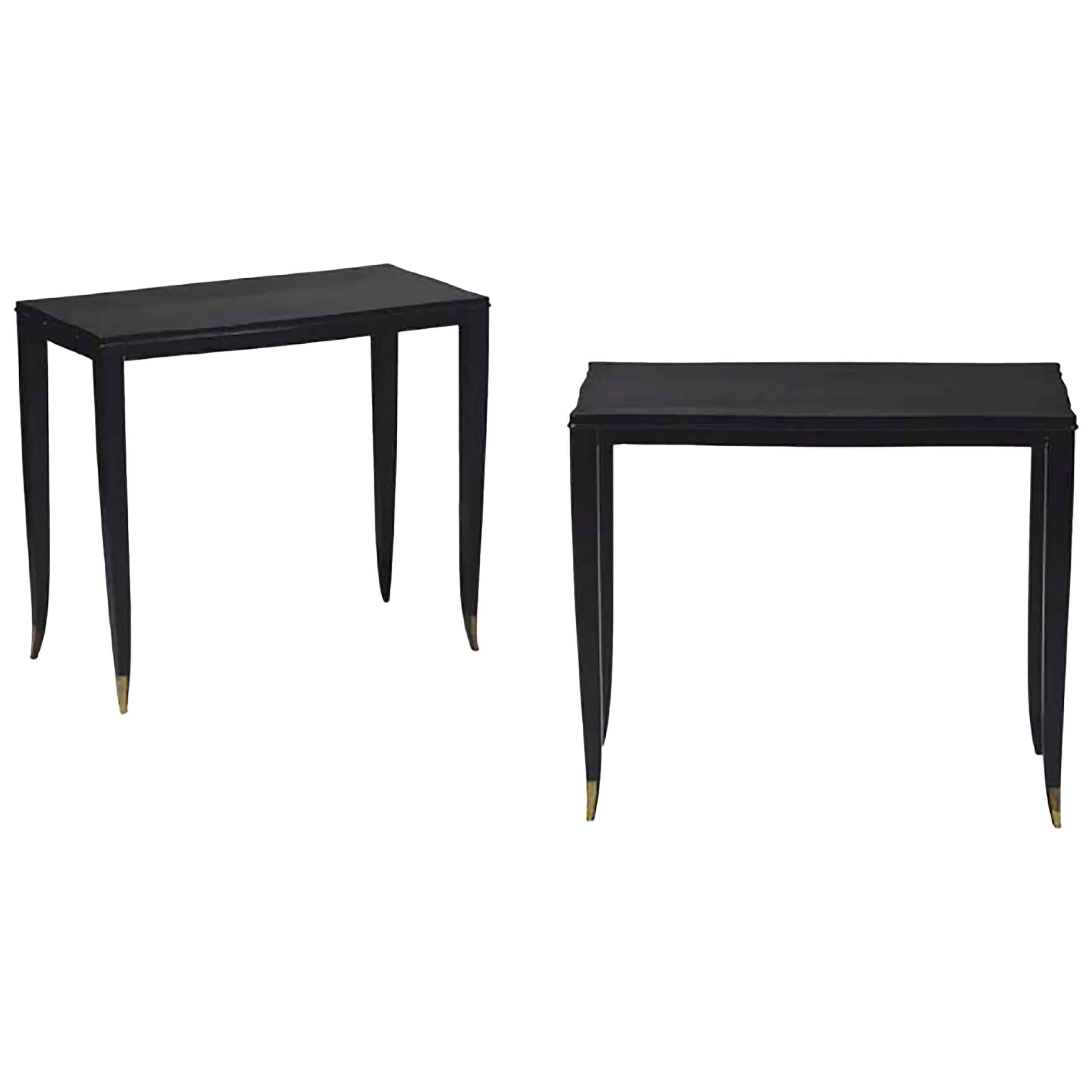 Pair of Ebonized Console Tables Designed by Andre Arbus