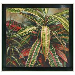 Vintage Oil on Canvas of "Crotons" by Jon Miller
