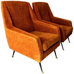 Pair of 1960s Italian Sofa Armchairs in the Manner of Gio Ponti 8