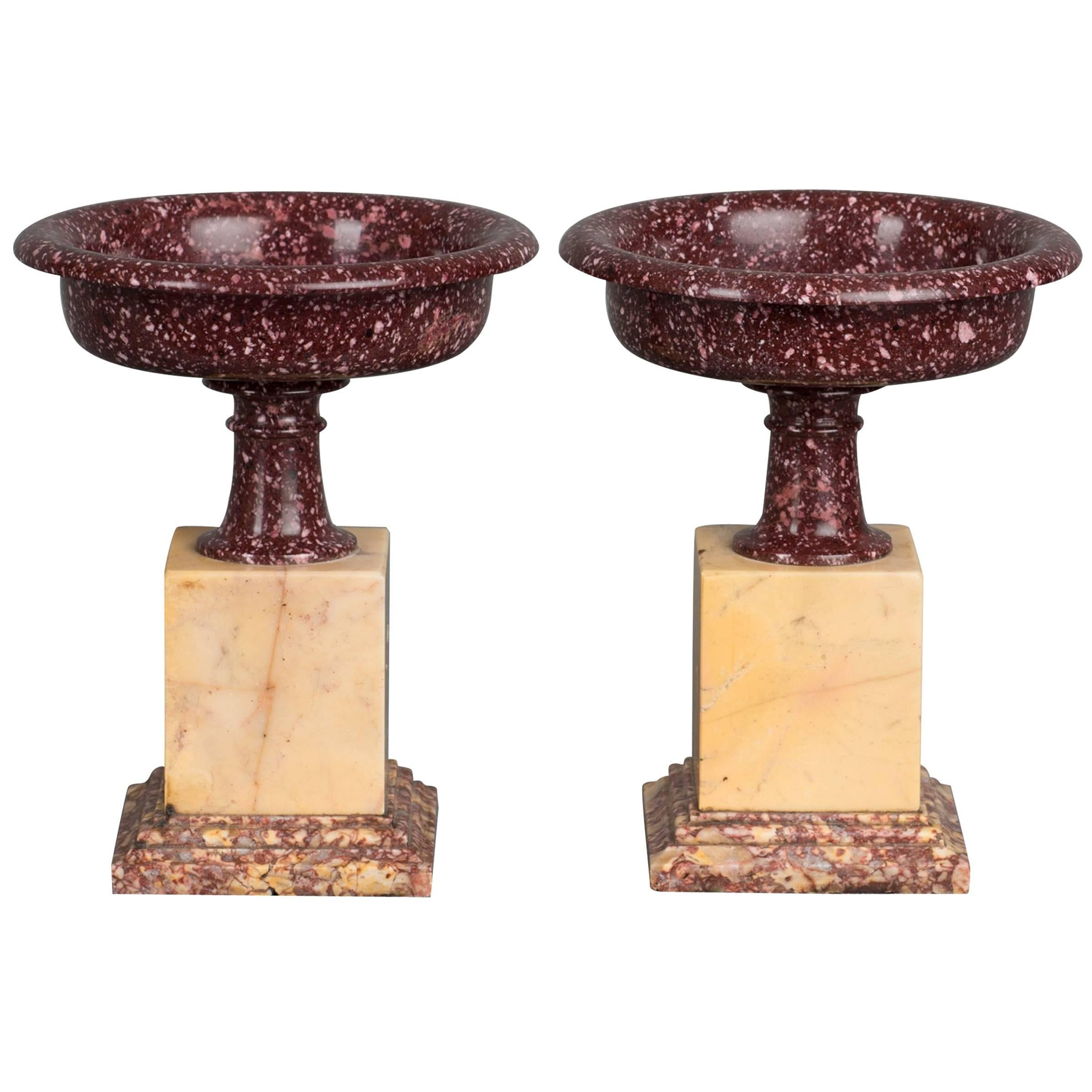 Exceptional Pair of Probably Egyptian Porphyry Marble, circa 1830 For Sale
