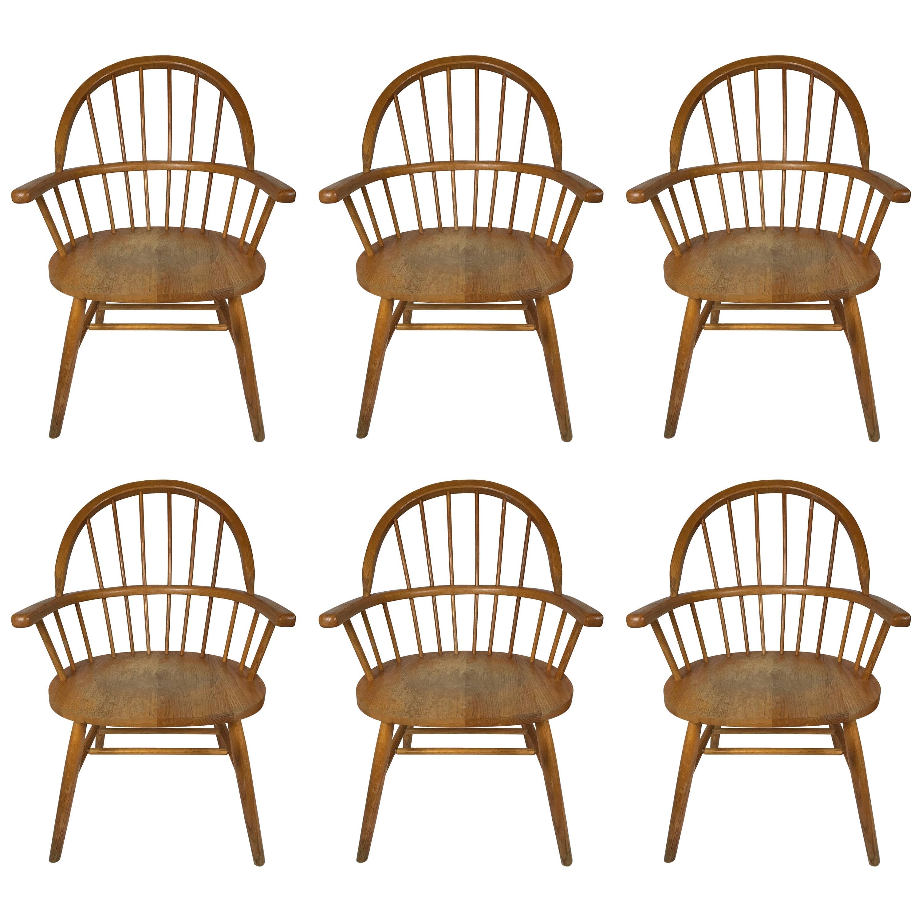 Set of Six Danish Windsor Style Dining Chairs
