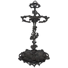 Antique French Cast Iron Umbrella Stand