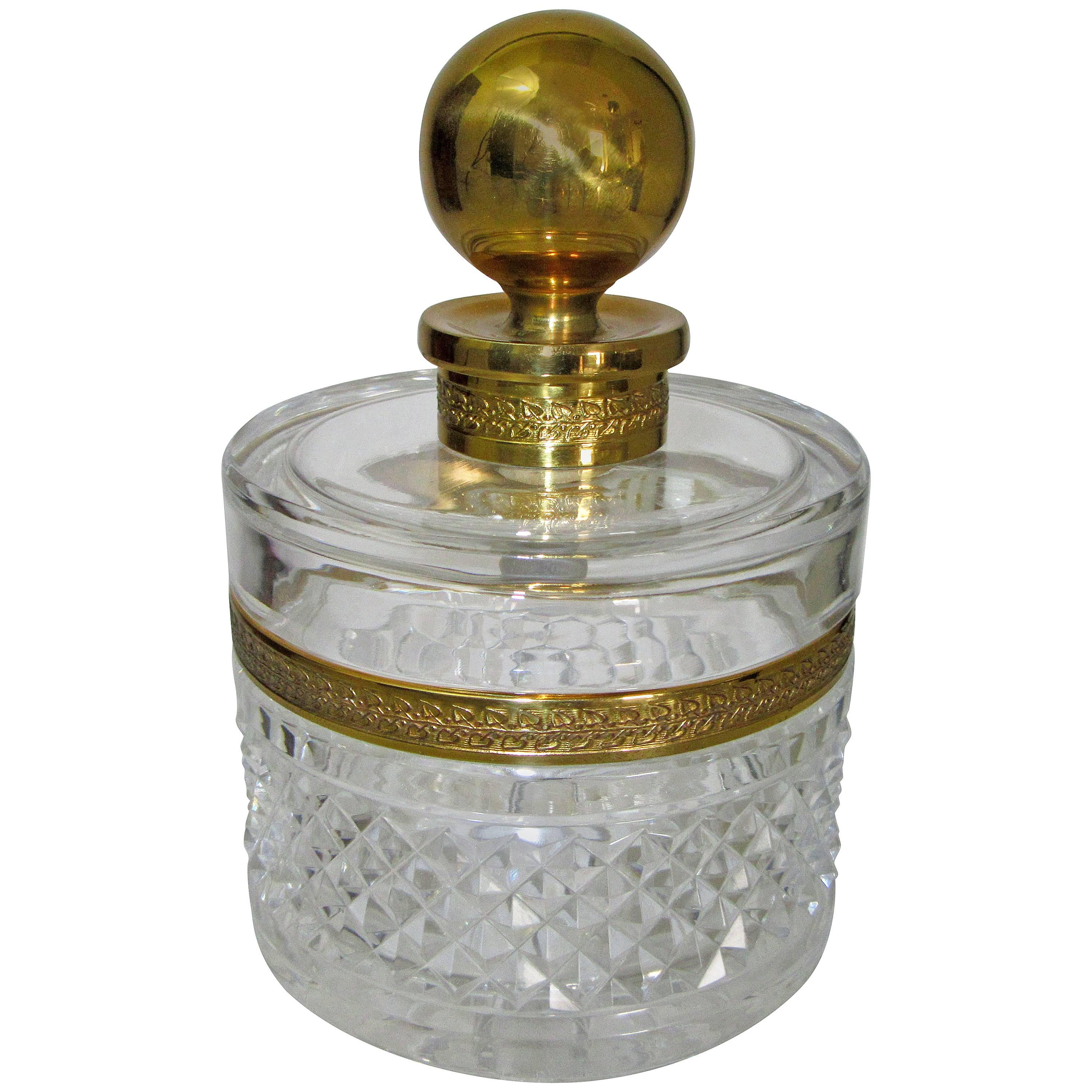 Vintage Cristal Et Bronze of Paris Cut Crystal Lidded Jar