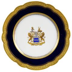 19th Century Sèvres Cobalt Blue Gilt Heraldic Porcelain Cabinet Plate