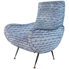 Italian Mid-Century Lounge Chair with Metal Legs in the Style of Marco Zanuso
