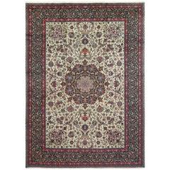 Green Background Vintage Tabriz Persian Rug 11