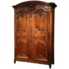 18th Century French Louis XV Carved Walnut Armoire from Lyon 2