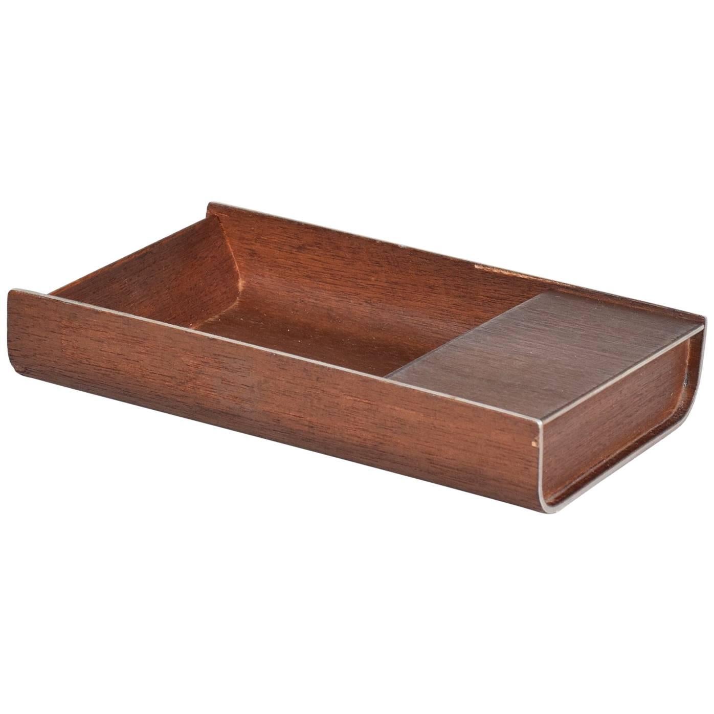 Mid-Century Modern Peter Pepper Products Desk Accessory Walnut Aluminum SM Tray