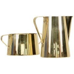 1960s Creamer and Sugar Bowl by Tommi Parzinger for Dorlyn Brass, Midcentury