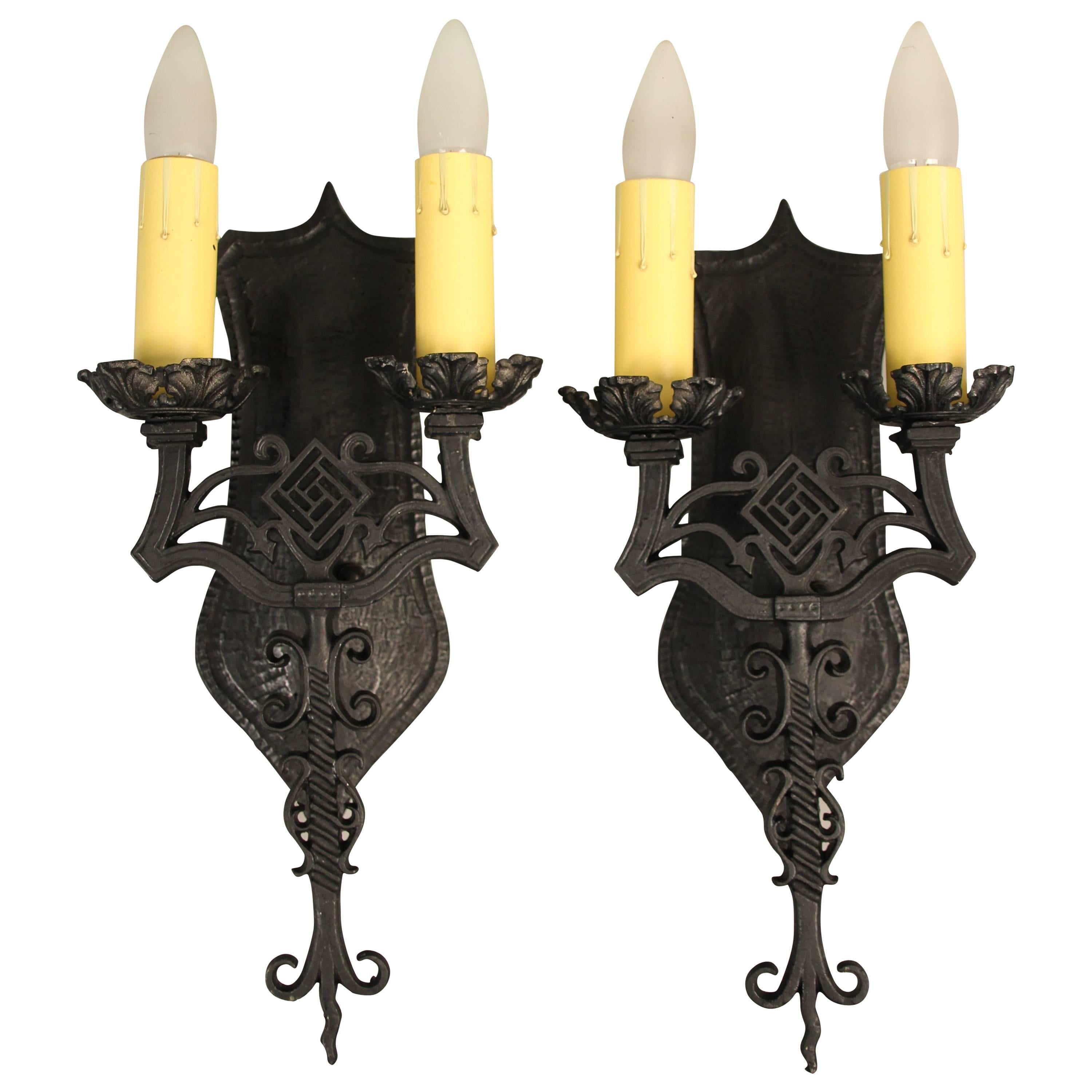 Pair of Double Spanish Revival Sconces