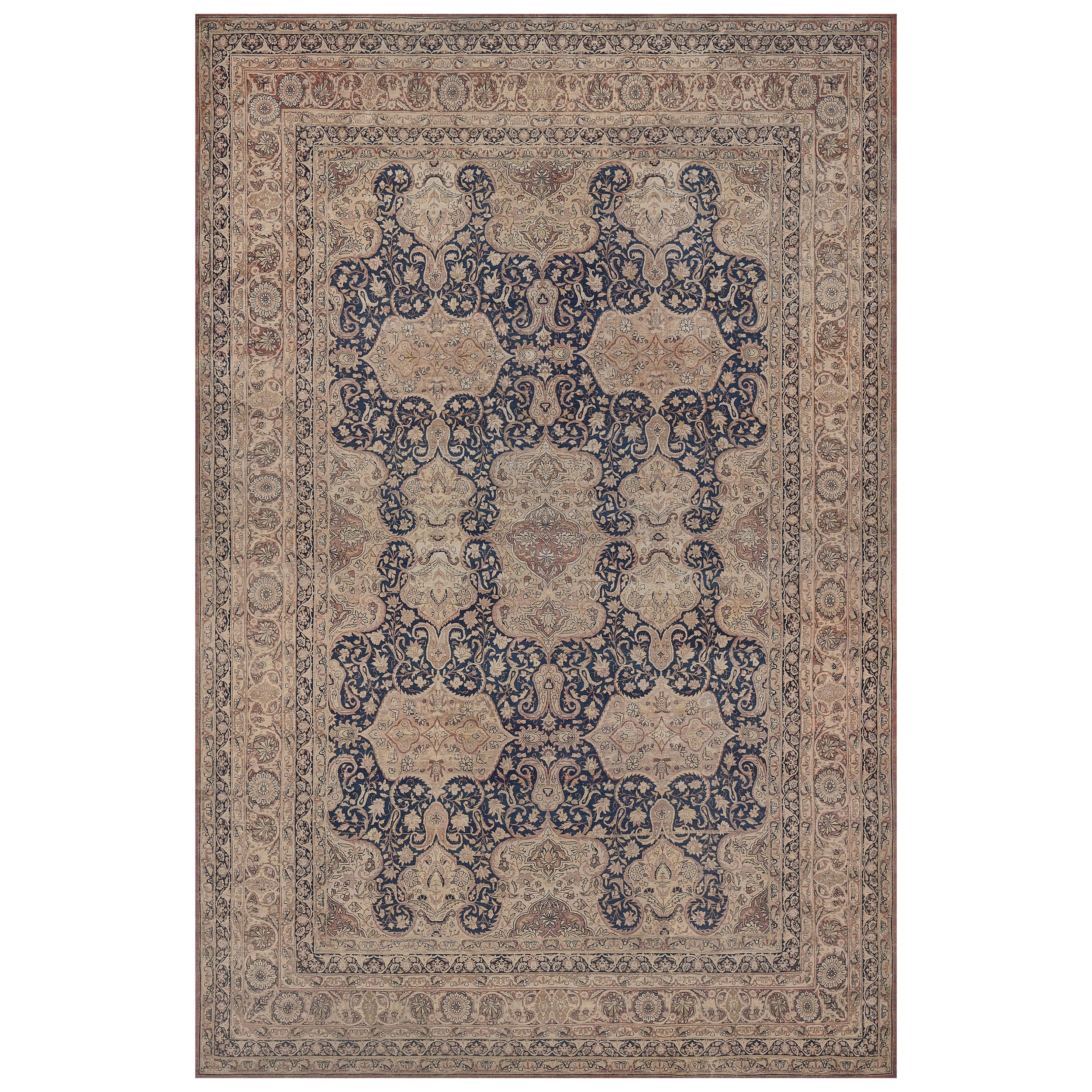 Antiker traditioneller handgewebter, geblümter persischer Kerman-Teppich aus Wolle 14'8"x20'4"