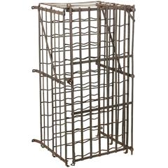 Antique Early 20th Century French Iron Riveted Wine Cage, Wine Rack