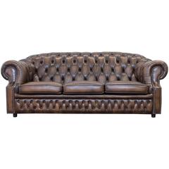 Centurion UK Chesterfield Three-Seat Sofa Vintage Brown