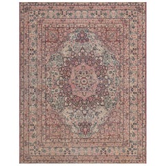 Antique Hand-Woven Traditional Floral Persian Kerman Rug