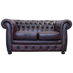 Red Leather Chesterfield Three-Seat Sofa by Möbel Art