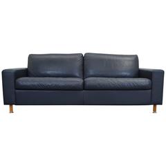 Machalke Leather Three-Seat Sofa in Dark Blue