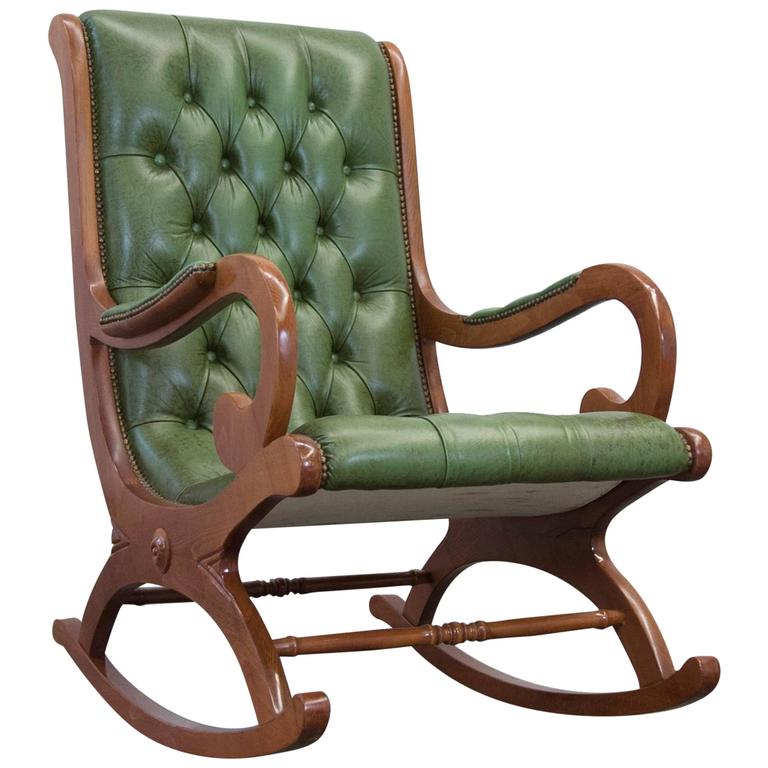 Vintage Chesterfield Rocking Chair in Green Leather at 1stDibs | chesterfield  rocker chair, rocking chair chesterfield, green leather rocking chair