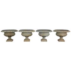 Set of 19th Century French Cast Iron Urns