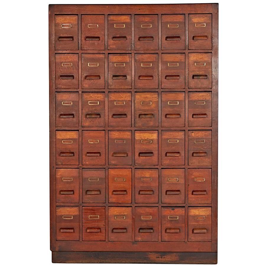 Massive Oak 36-Drawer Apothecary Cabinet, circa 1930s