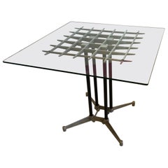 Vintage Postmodern California Design Industrial Dinning Table Designed by Robert Josten