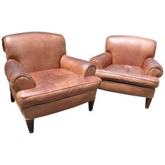 Ralph Lauren Distressed Leather Club Chairs