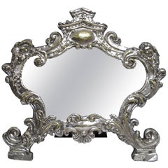 Antique 18th Century Italian Silver Tabletop Mirror Frame