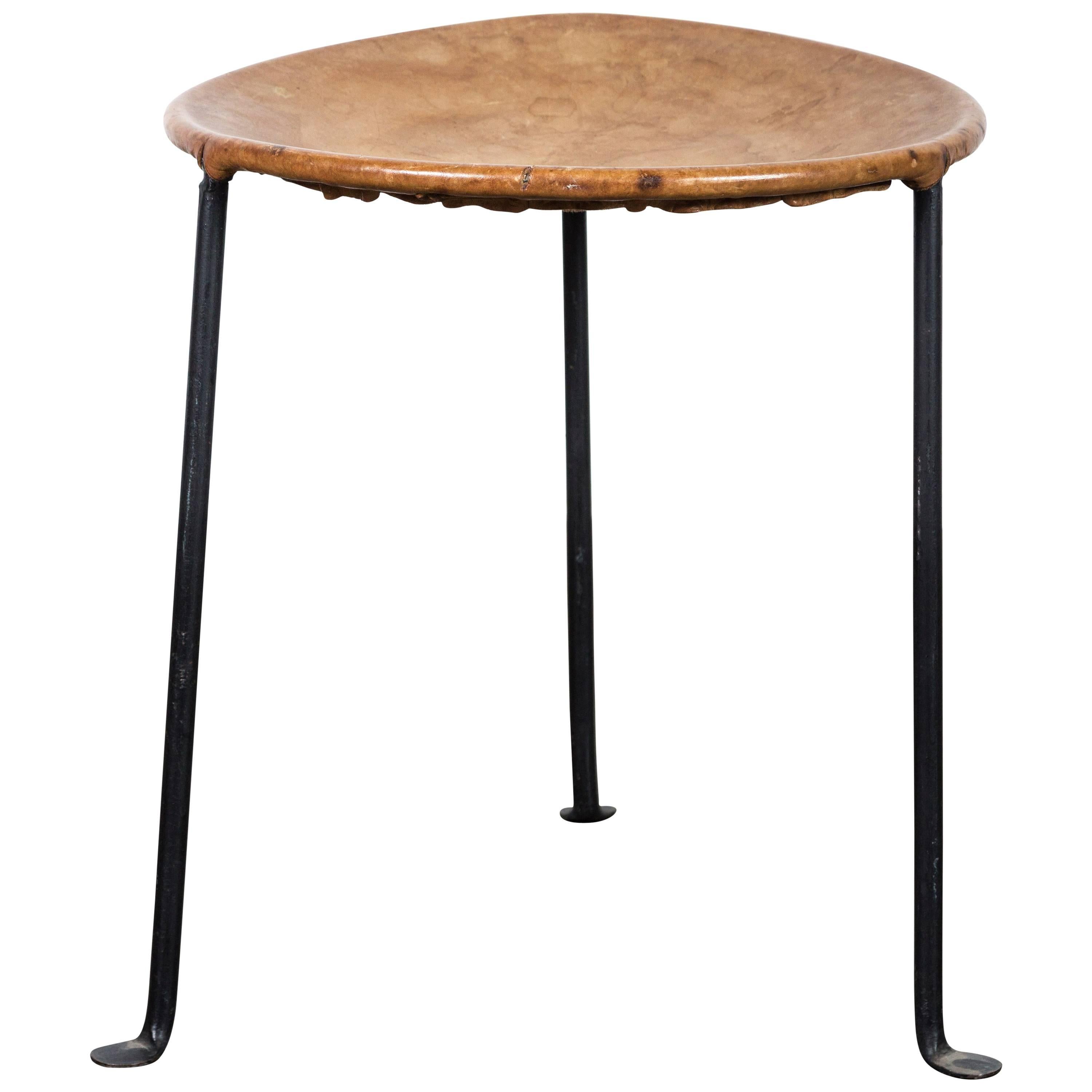 Iron and Leather Stool by Lila Swift and Donald Monell