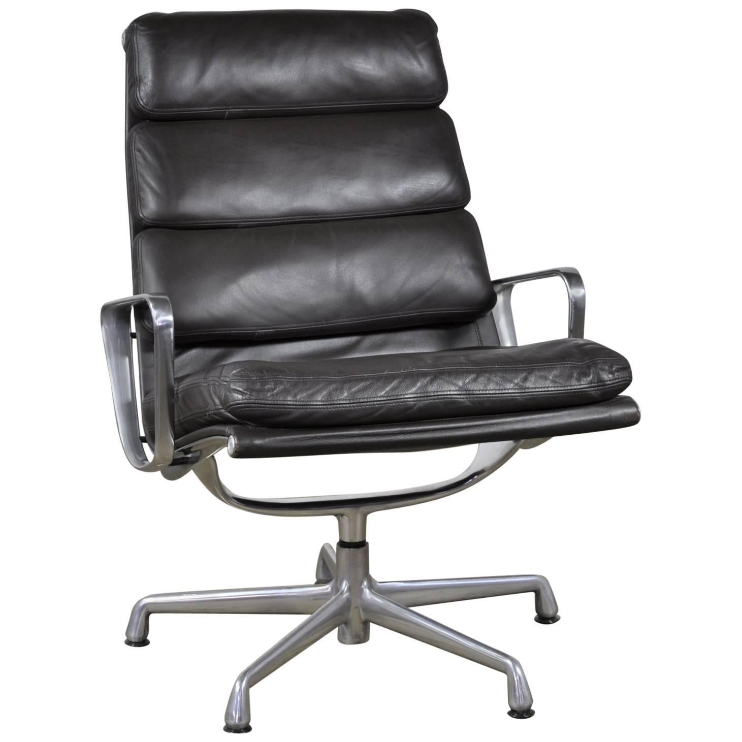 Espresso Leather Eames Soft Pad Executive Lounge Chair by Herman Miller For Sale
