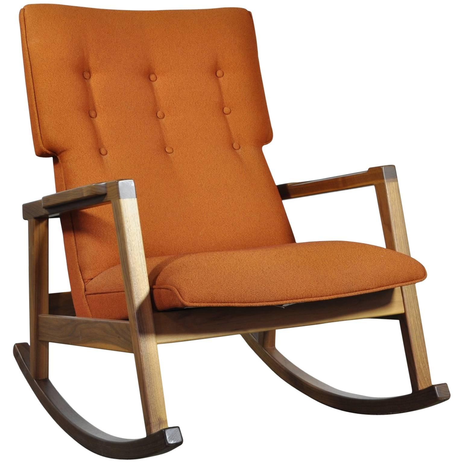 Walnut with Wool Fabric Jens Risom Rocker Chair for DWR