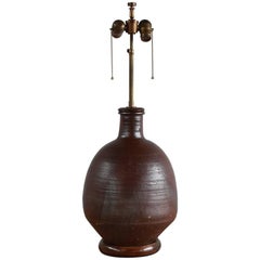 Ceramic Handmade Brown Glazed Table Lamp