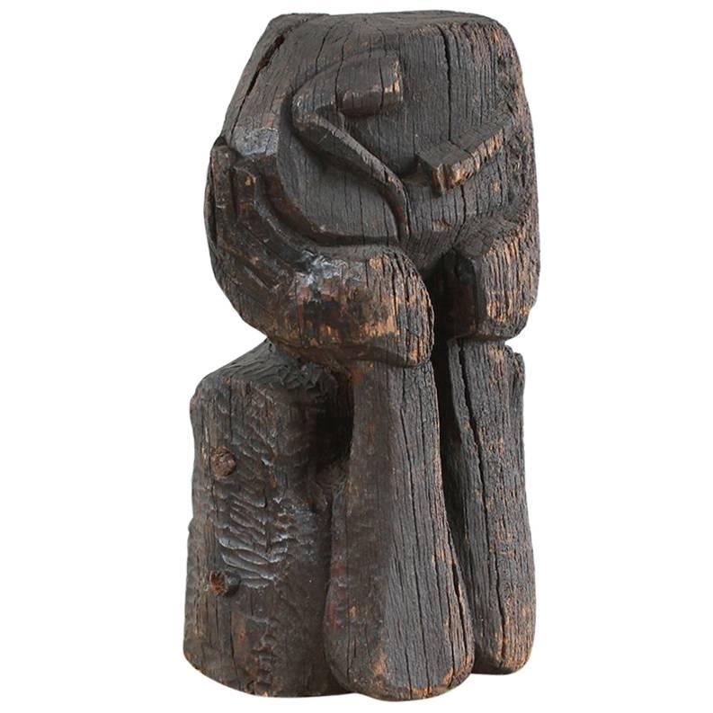 Sogi Style Charred Figural Wooden Sculpture