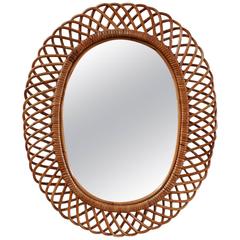 Oval Intricate French Wicker Mirror