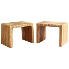 Pair of Bamboo Waterfall Side Tables 6