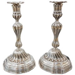 20th Century Sterling Silver Italian Candlesticks Baroque Barocco replica