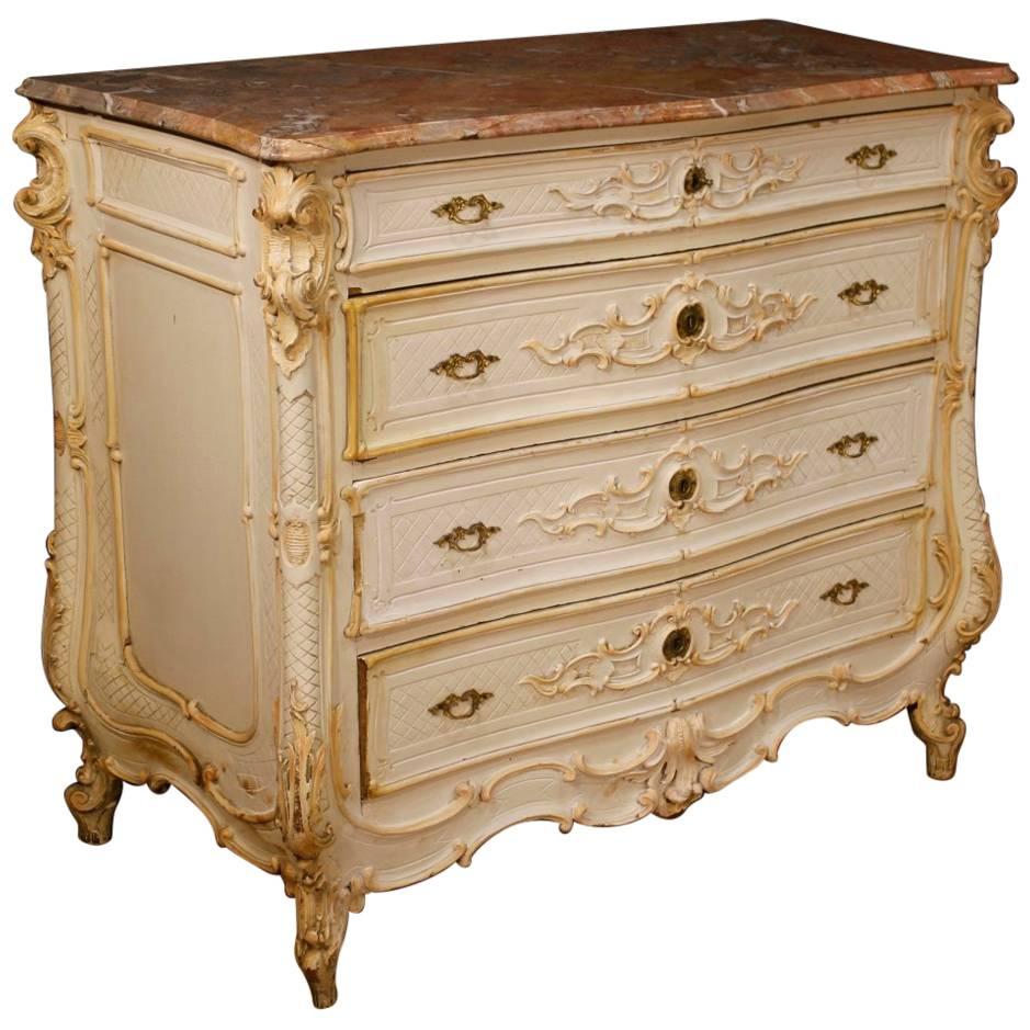 20th Century Italian Lacquered Commode with Marble Top