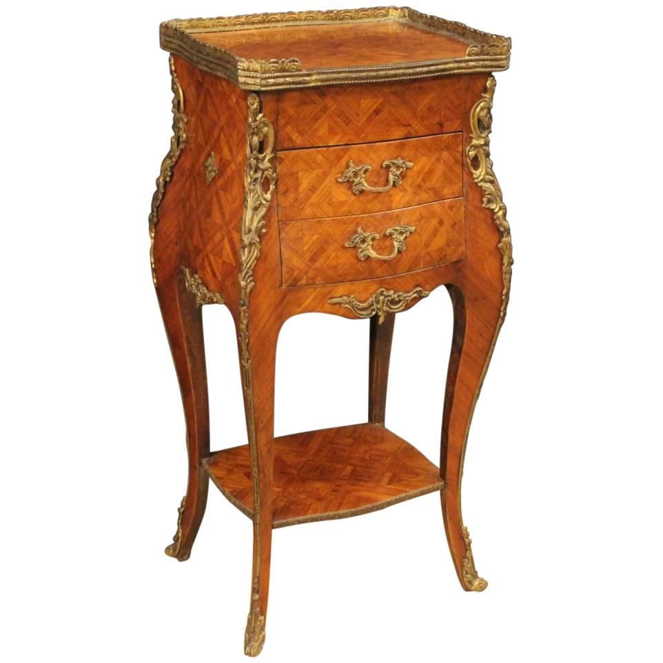 20th Century French Inlaid Side Table in Rosewood with Bronzes