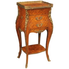 Vintage 20th Century French Inlaid Side Table in Rosewood with Bronzes
