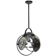 Italian Mazzega Chandelier Steel and Glass, 1970s 5